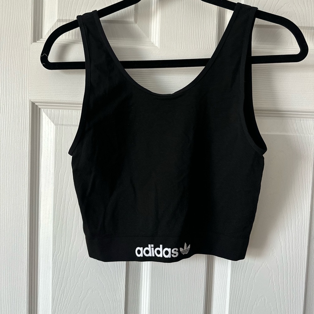 adidas Black Tank Top with White Logo Tag